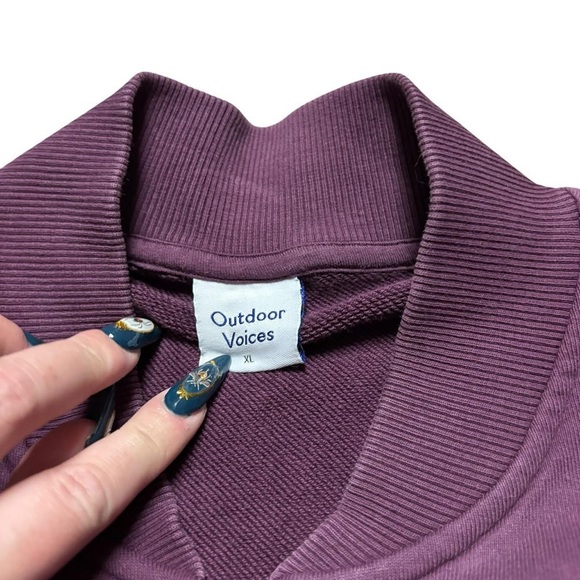 Outdoor Voices Purple Black Cotton Bomber Track Jacket - Picture 5 of 6